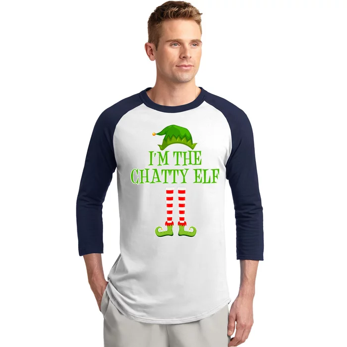 I'm The Chatty Elf Matching Family Christmas Baseball Sleeve Shirt