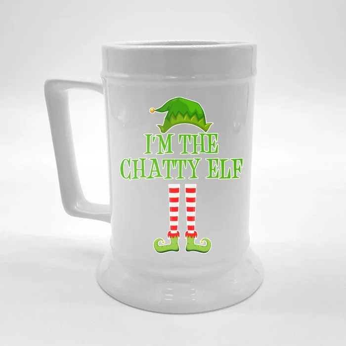 I'm The Chatty Elf Matching Family Christmas Front & Back Beer Stein