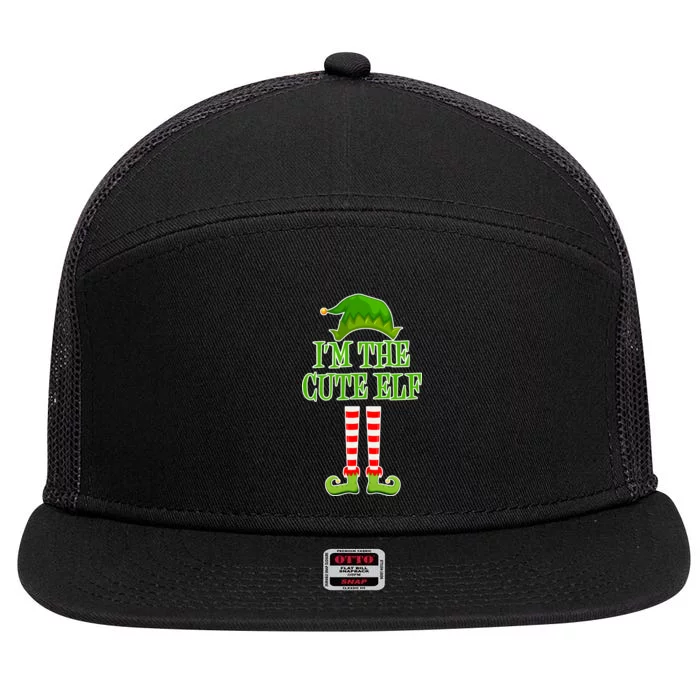 I'm The Cute Elf Matching Family Christmas 7 Panel Mesh Trucker Snapback Hat