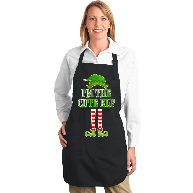 I'm The Cute Elf Matching Family Christmas Full-Length Apron With Pockets