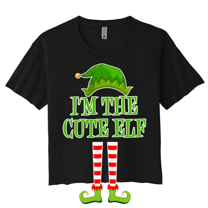 I'm The Cute Elf Matching Family Christmas Women's Crop Top Tee