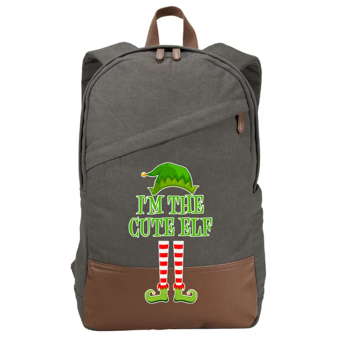 I'm The Cute Elf Matching Family Christmas Cotton Canvas Backpack