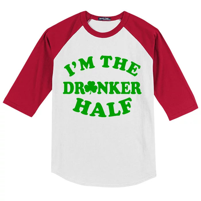 I'm The Drunker Half Irish Shamrock St. Patrick's Day Kids Colorblock Raglan Jersey