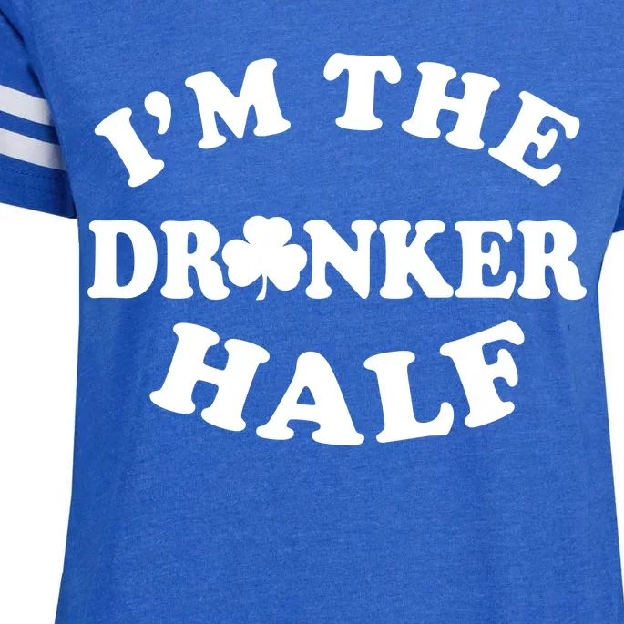 I'm The Drunker Half Irish Shamrock St. Patrick's Day Enza Ladies Jersey Football T-Shirt