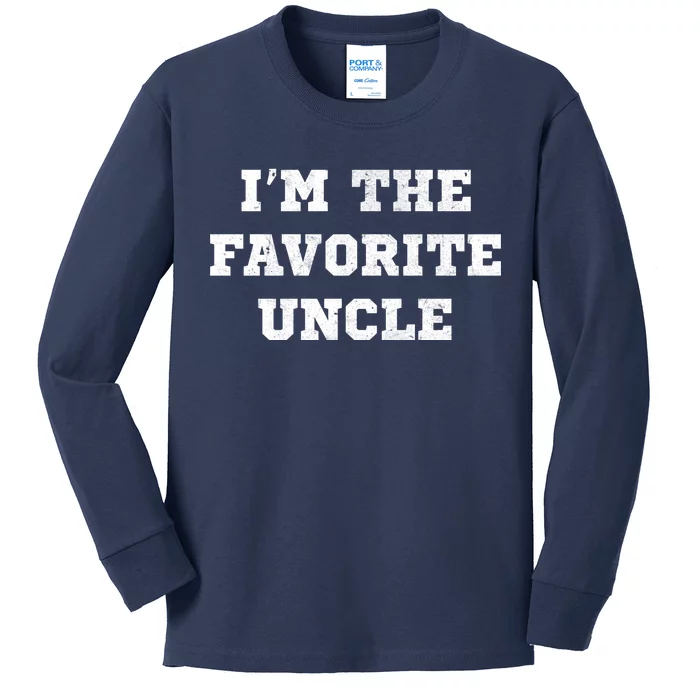 I'm The Favorite Uncle Funny Distressed Kids Long Sleeve Shirt