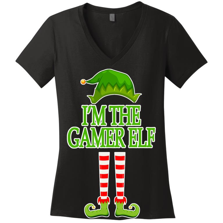 I'm The Gamer Elf Matching Family Christmas Women's V-Neck T-Shirt