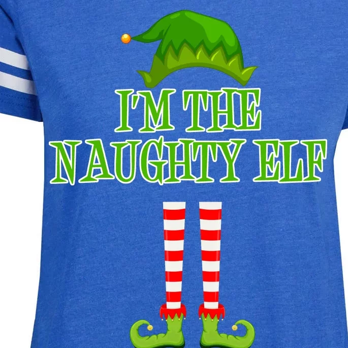 I'm The Naughty Elf Matching Family Christmas Enza Ladies Jersey Football T-Shirt