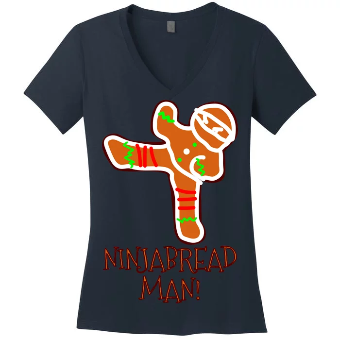 I'm The Ninjabread Man Funny Gingerbread Women's V-Neck T-Shirt