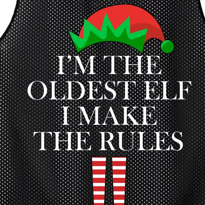 I'm The Oldest Elf I Make The Rules Matching Christmas Mesh Reversible Basketball Jersey Tank