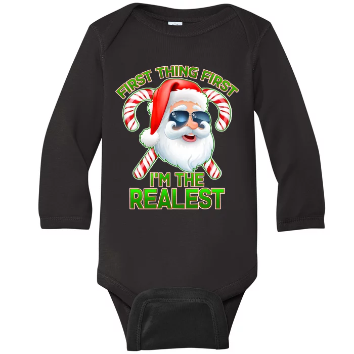 I'm The Realest Santa Claus Christmas Candy Baby Long Sleeve Bodysuit