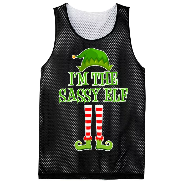 I'm The Sassy Elf Matching Family Christmas Mesh Reversible Basketball Jersey Tank