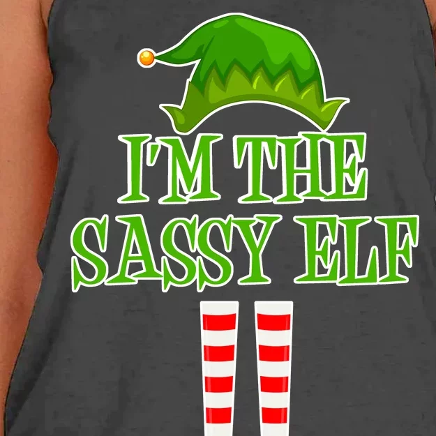 I'm The Sassy Elf Matching Family Christmas Women's Knotted Racerback Tank