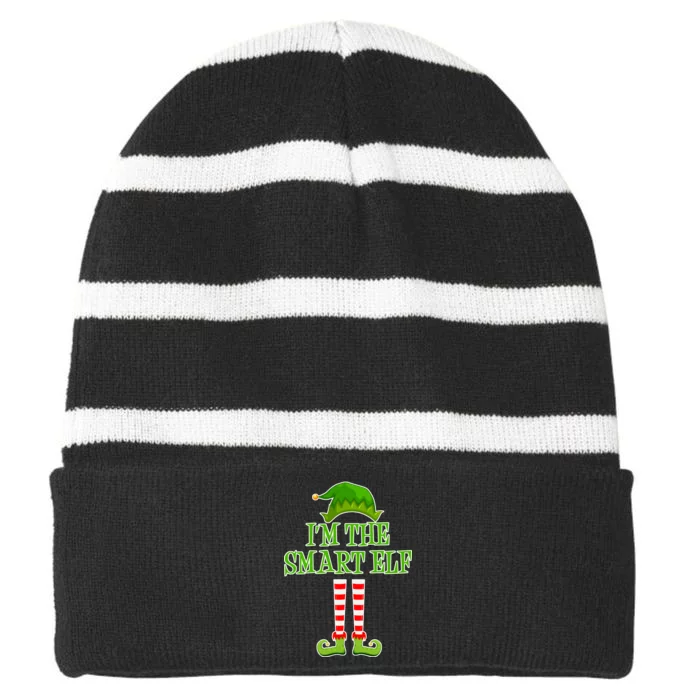 I'm The Smart Elf Matching Family Christmas Striped Beanie with Solid Band