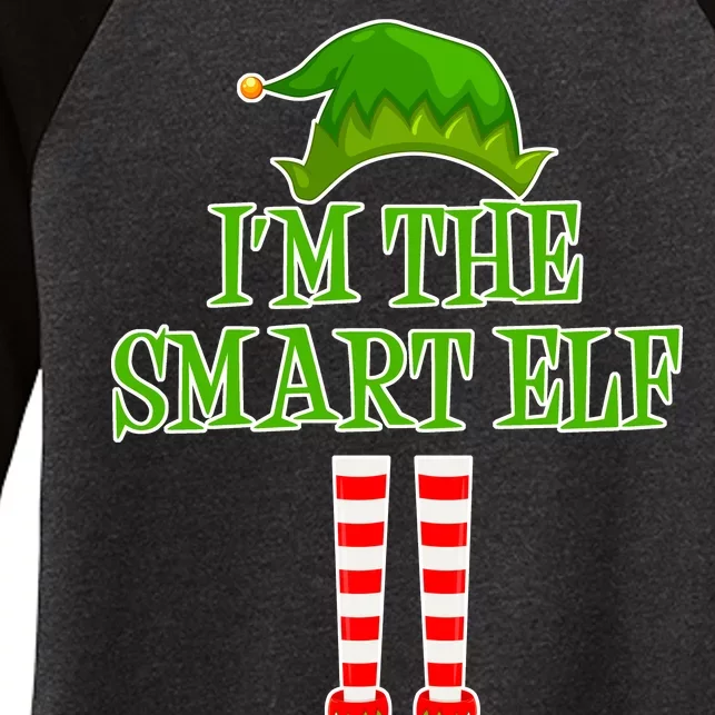 I'm The Smart Elf Matching Family Christmas Women's Tri-Blend 3/4-Sleeve Raglan Shirt