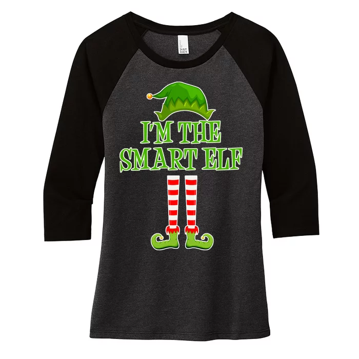 I'm The Smart Elf Matching Family Christmas Women's Tri-Blend 3/4-Sleeve Raglan Shirt