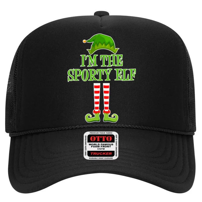 I'm The Sporty Elf Matching Family Christmas High Crown Mesh Trucker Hat