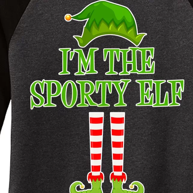 I'm The Sporty Elf Matching Family Christmas Women's Tri-Blend 3/4-Sleeve Raglan Shirt