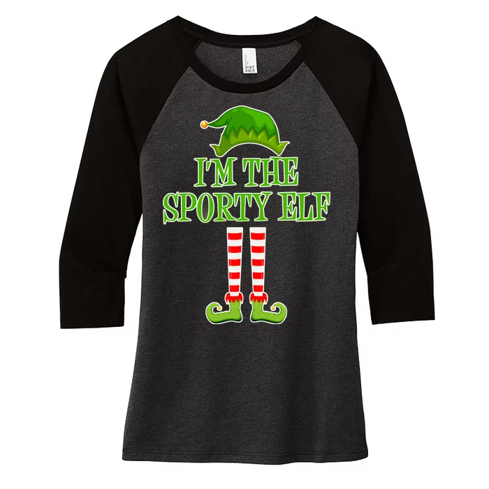 I'm The Sporty Elf Matching Family Christmas Women's Tri-Blend 3/4-Sleeve Raglan Shirt