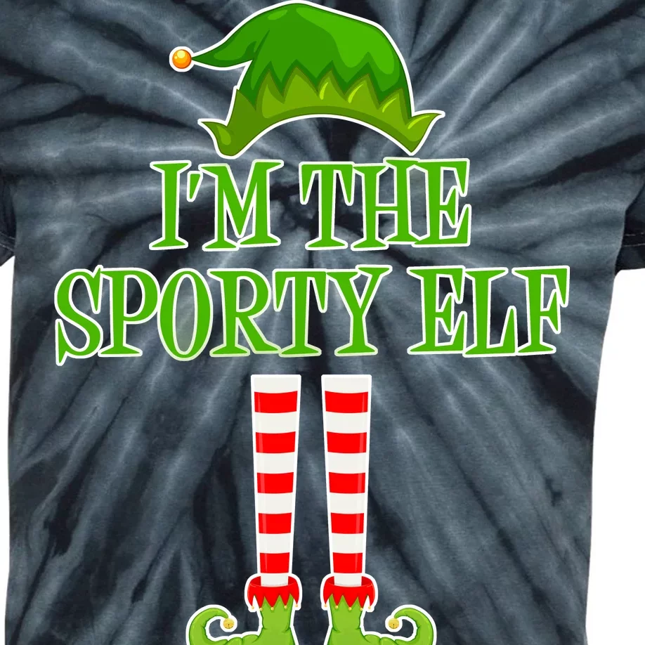 I'm The Sporty Elf Matching Family Christmas Kids Tie-Dye T-Shirt