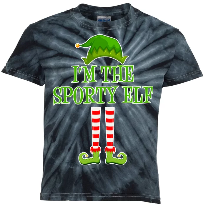 I'm The Sporty Elf Matching Family Christmas Kids Tie-Dye T-Shirt