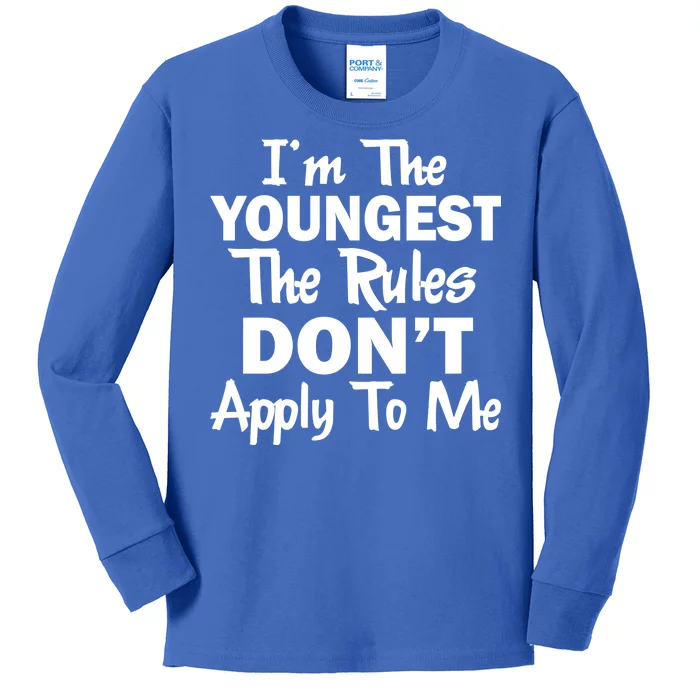 I'm the Youngest the Rules Don't Apply To Me Funny Kids Long Sleeve Shirt