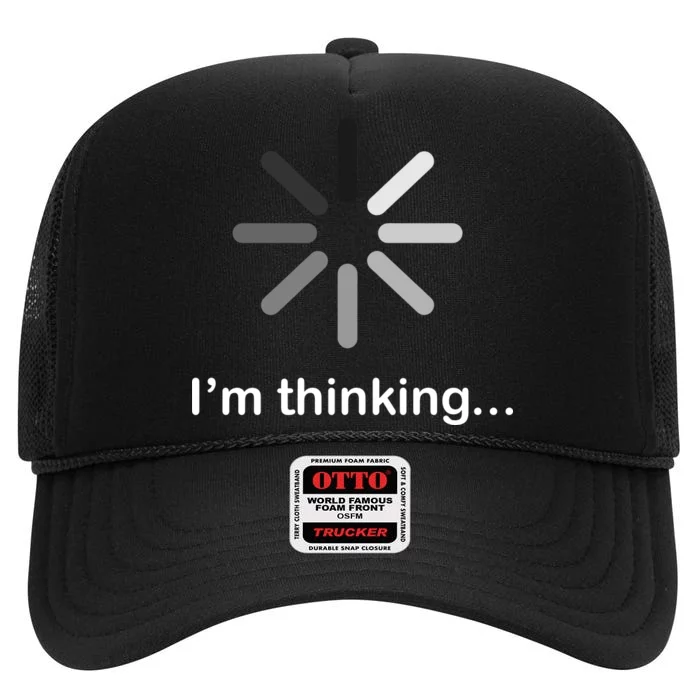 I'm Thinking Loading Logo High Crown Mesh Trucker Hat