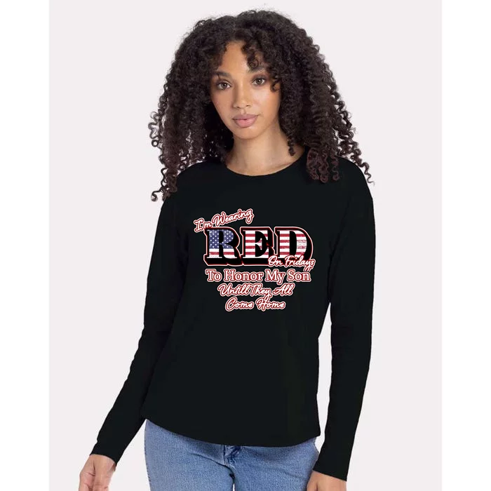 I'm Wearing Red On Fridays Until They All Come Home Womens Cotton Relaxed Long Sleeve T-Shirt