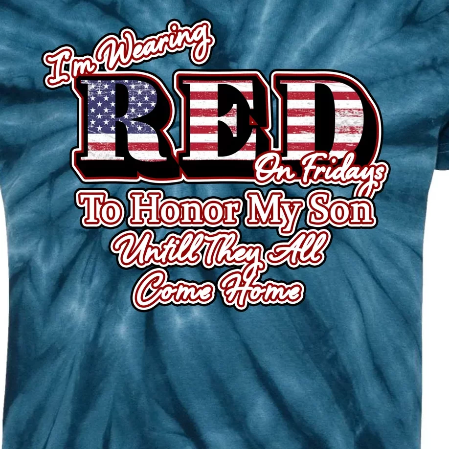 I'm Wearing Red On Fridays Until They All Come Home Kids Tie-Dye T-Shirt