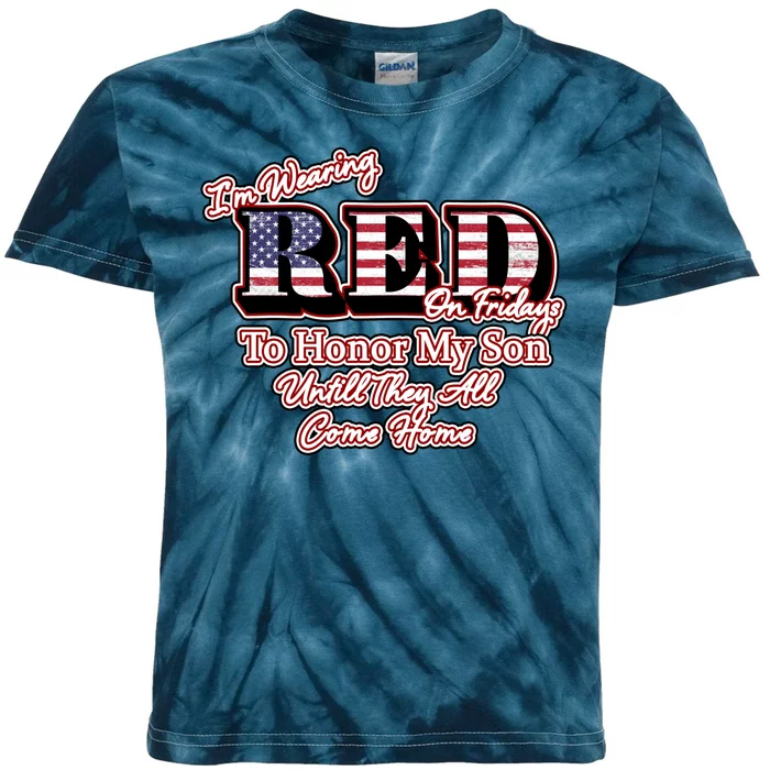 I'm Wearing Red On Fridays Until They All Come Home Kids Tie-Dye T-Shirt