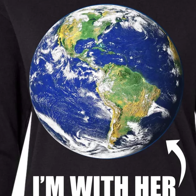 I'm With Her Earth Globe Photo March For Science Womens Cotton Relaxed Long Sleeve T-Shirt