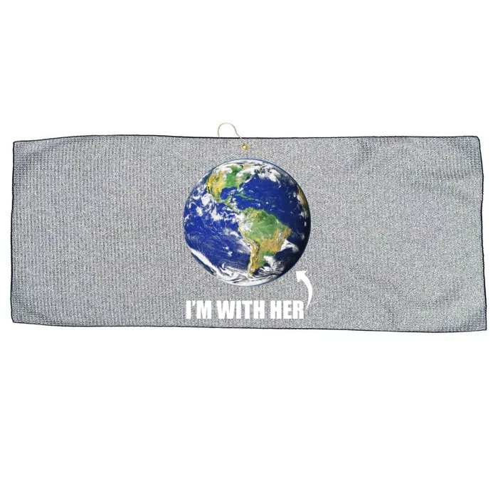 I'm With Her Earth Globe Photo March For Science Large Microfiber Waffle Golf Towel