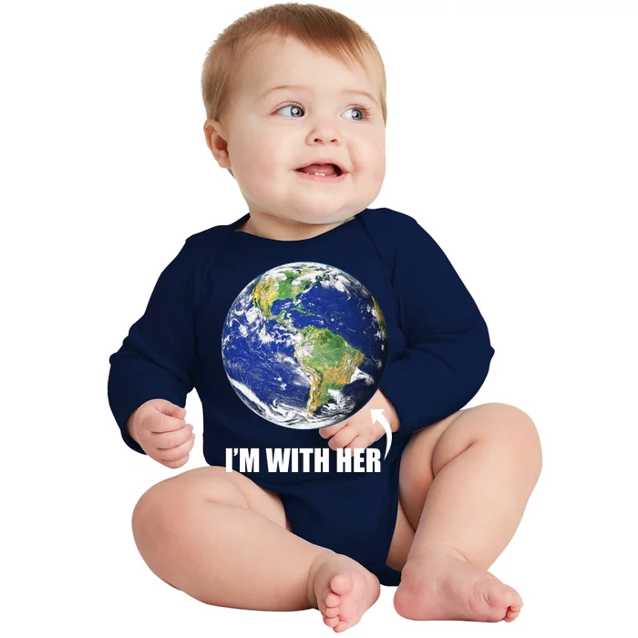 I'm With Her Earth Globe Photo March For Science Baby Long Sleeve Bodysuit