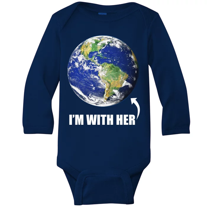 I'm With Her Earth Globe Photo March For Science Baby Long Sleeve Bodysuit