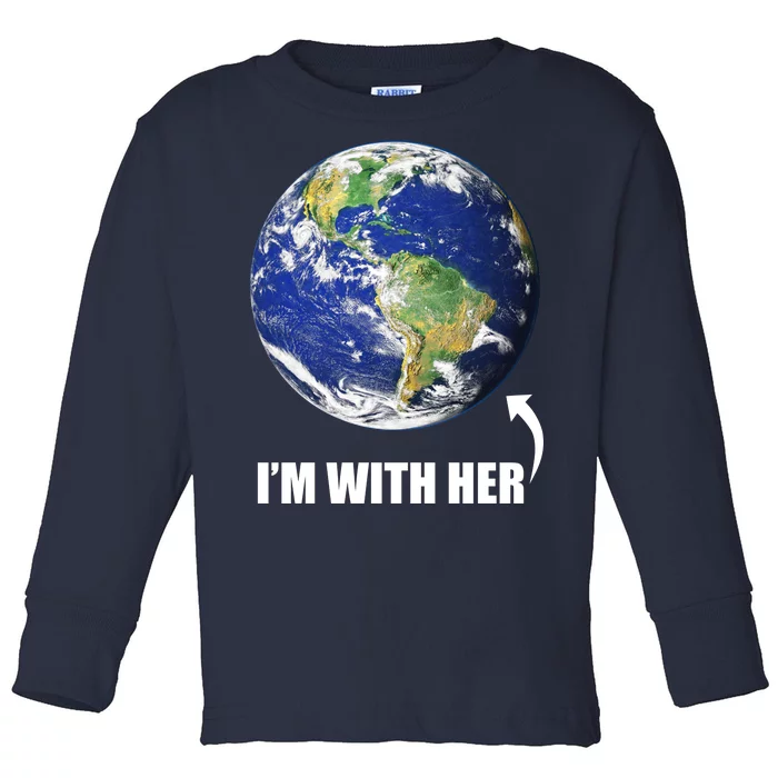 I'm With Her Earth Globe Photo March For Science Toddler Long Sleeve Shirt