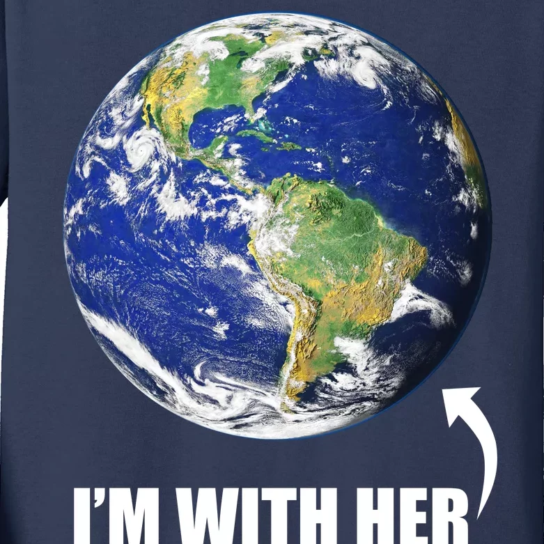 I'm With Her Earth Globe Photo March For Science Kids Long Sleeve Shirt