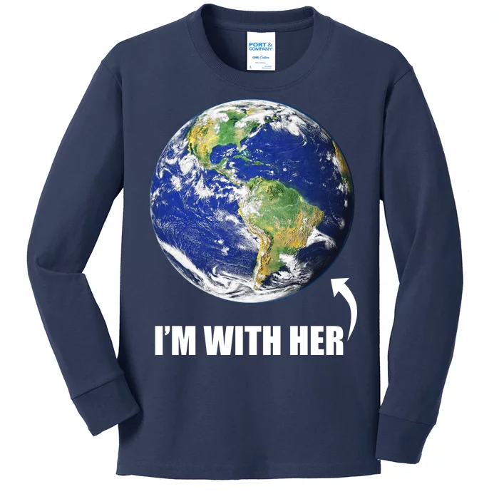 I'm With Her Earth Globe Photo March For Science Kids Long Sleeve Shirt