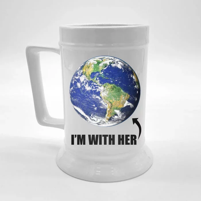 I'm With Her Earth Globe Photo March For Science Front & Back Beer Stein