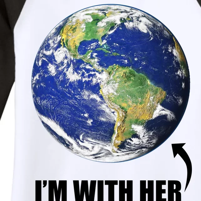 I'm With Her Earth Globe Photo March For Science Women's Tri-Blend 3/4-Sleeve Raglan Shirt