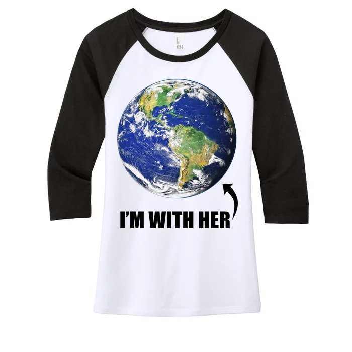 I'm With Her Earth Globe Photo March For Science Women's Tri-Blend 3/4-Sleeve Raglan Shirt