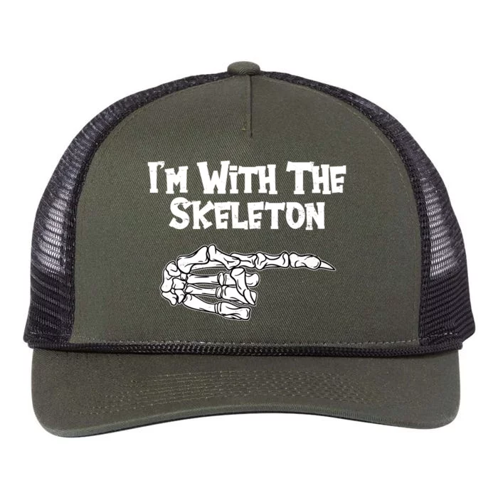 I'm With The Skeleton Funny Halloween Retro Rope Trucker Hat Cap