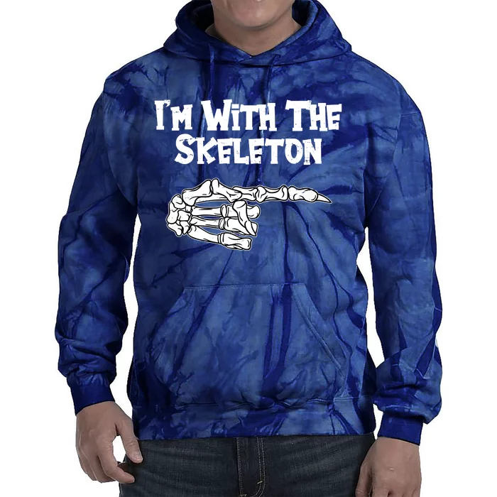 I'm With The Skeleton Funny Halloween Tie Dye Hoodie