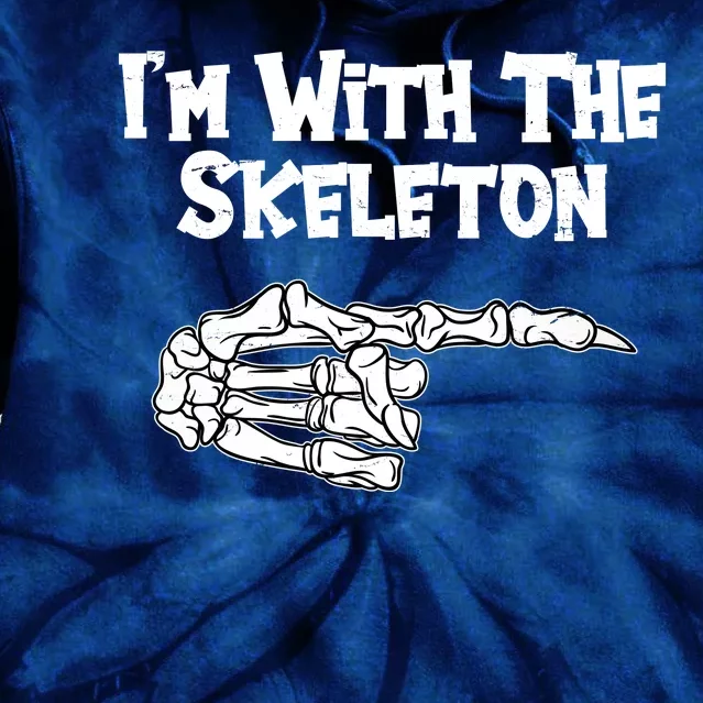 I'm With The Skeleton Funny Halloween Tie Dye Hoodie