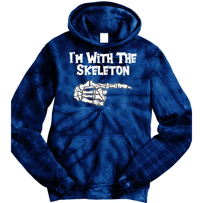 I'm With The Skeleton Funny Halloween Tie Dye Hoodie