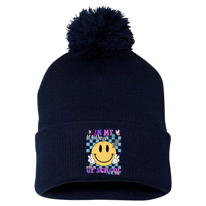 In My 100 Days Of School Era Retro Groovy Smile Pom Pom 12in Knit Beanie