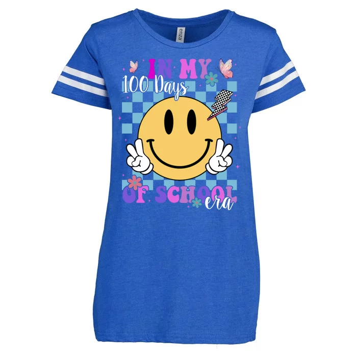 In My 100 Days Of School Era Retro Groovy Smile Enza Ladies Jersey Football T-Shirt