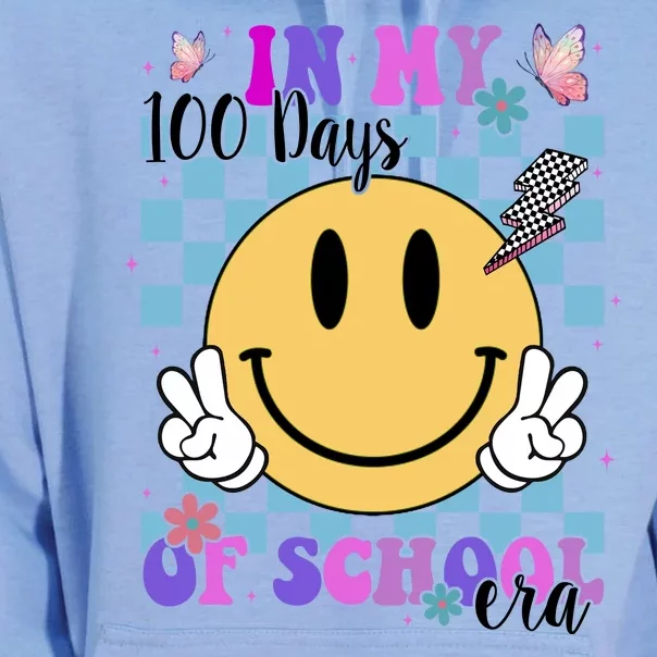 In My 100 Days Of School Era Retro Groovy Smile Unisex Surf Hoodie