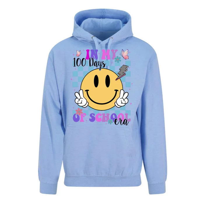 In My 100 Days Of School Era Retro Groovy Smile Unisex Surf Hoodie