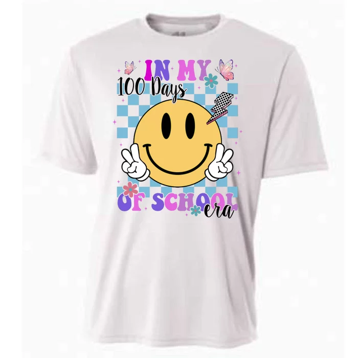 In My 100 Days Of School Era Retro Groovy Smile Cooling Performance Crew T-Shirt