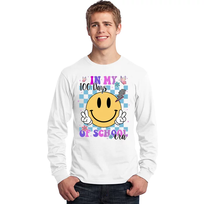 In My 100 Days Of School Era Retro Groovy Smile Long Sleeve Shirt