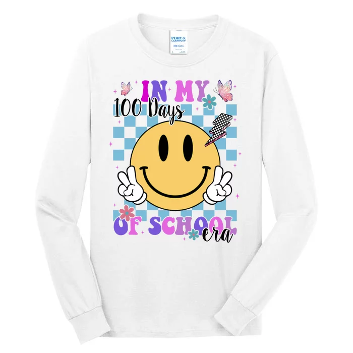 In My 100 Days Of School Era Retro Groovy Smile Tall Long Sleeve T-Shirt